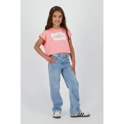 Vingino high waist wide leg jeans light blue denim Blauw Effen - maat 176 afbeelding