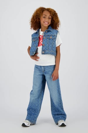wide leg jeans medium blue denim