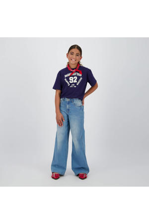 wide leg regular waist jeans medium blue denim