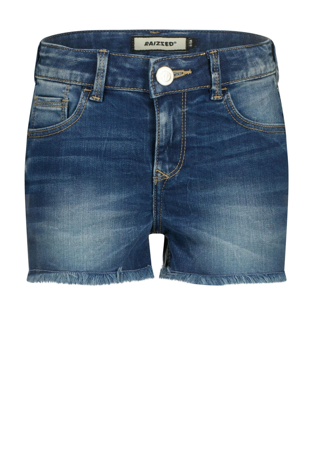 Medium blue denim meisjes Raizzed regular short van denim met rits- en knoopsluiting en effen