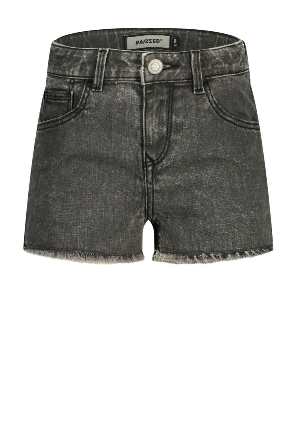 Grey denim meisjes Raizzed regular short van denim met rits- en knoopsluiting en effen