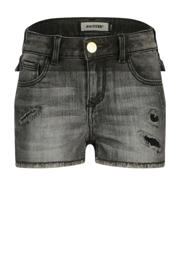 thumbnail: Grey denim meisjes Raizzed regular short van denim met rits- en knoopsluiting en effen