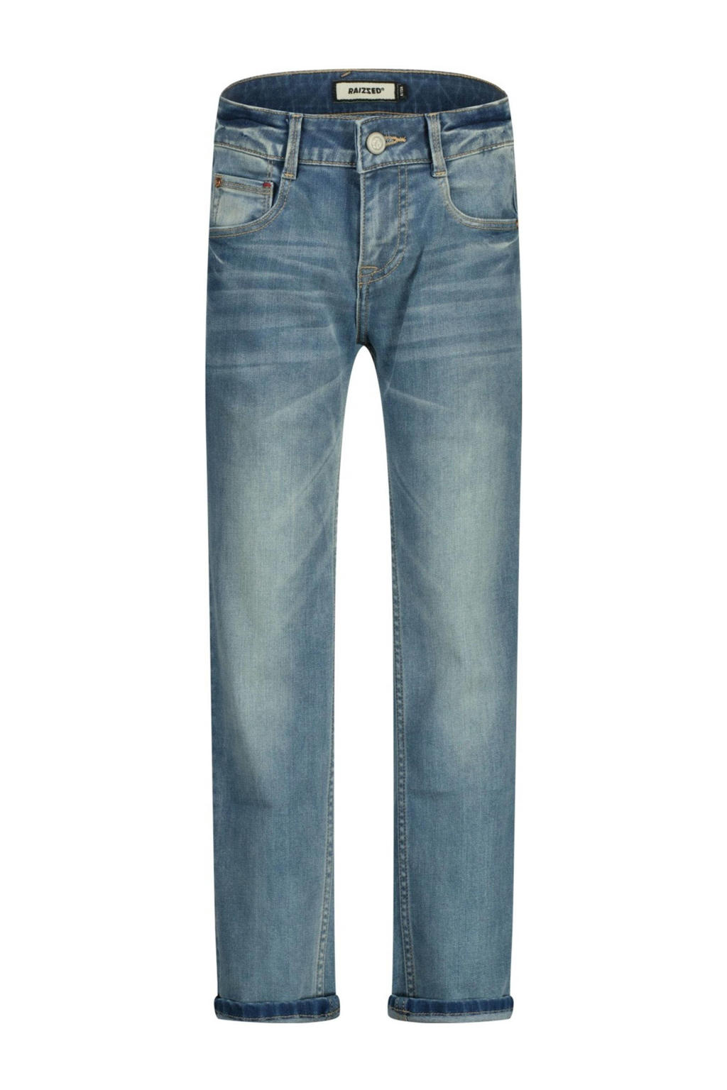 Medium blue denim jongens Raizzed straight regular waist van denim met rits- en knoopsluiting en effen