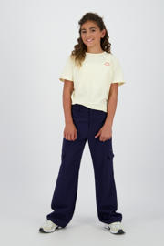thumbnail: Donkerblauwe meisjes Raizzed relaxed cargo broek van polyester met regular waist, rits- en knoopsluiting en effen