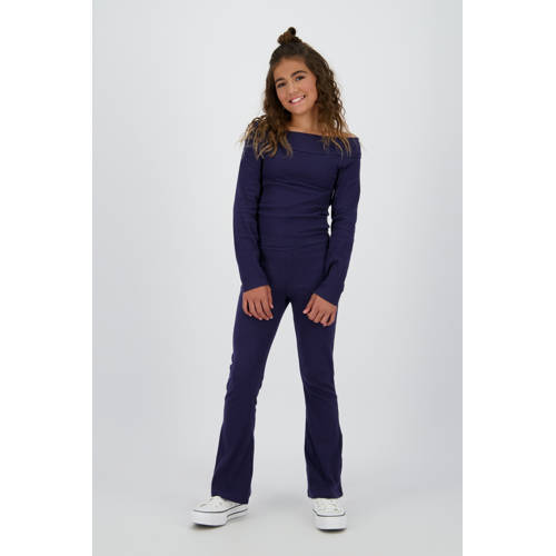 Raizzed flared legging donkerblauw Broek Meisjes Katoen Effen - maat 164 afbeelding