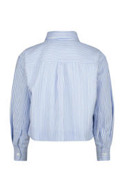 thumbnail: Lichtblauw en witte meisjes Raizzed blouse van katoen met strepenprint, lange mouwen, klassieke kraag en knoopsluiting