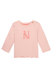 thumbnail: Roze meisjes Noppies baby longsleeve van katoen met printopdruk, lange mouwen, ronde hals en drukknoopsluiting