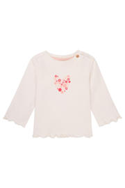 thumbnail: Witte meisjes Noppies baby longsleeve van katoen met printopdruk, lange mouwen, ronde hals, drukknoopsluiting en textuur