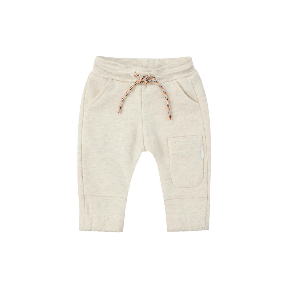 Beige jongens Noppies baby joggingbroek van katoen met regular waist, elastische tailleband met koord en effen
