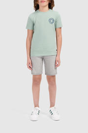 thumbnail: Saliegroen, antraciet en witte jongens Ballin T-shirt van stretchkatoen met backprint, korte mouwen en ronde hals