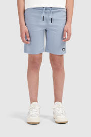 thumbnail: Grijsblauwe jongens Ballin casual short blauw van stretchkatoen met elastische tailleband met koord en effen