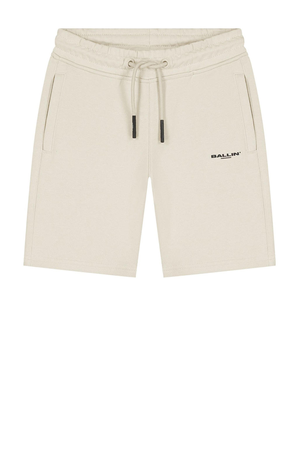 Beige jongens Ballin sweatshort van katoen met elastische tailleband met koord en effen