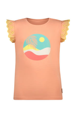 T-shirt oranje broderie