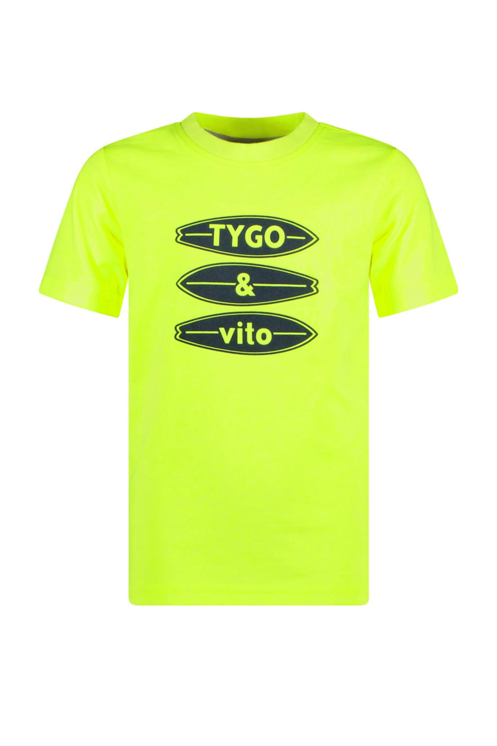 Gele jongens TYGO & vito T-shirt van polyester met korte mouwen en ronde hals