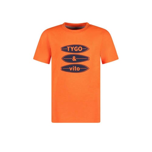 TYGO & vito T-shirt oranje Jongens Polyester Ronde hals Printopdruk