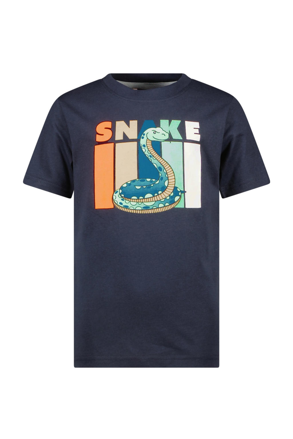 Donkerblauwe jongens TYGO & vito T-shirt van katoen met korte mouwen en ronde hals