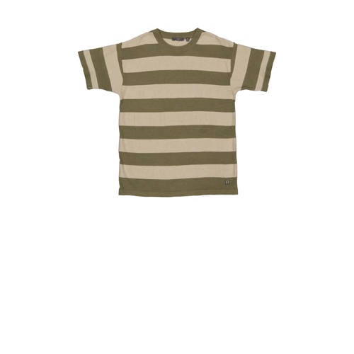 LEVV T-shirt olijfgroen Jongens Katoen Ronde hals Streep