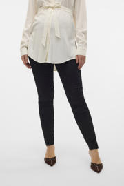 thumbnail: MAMALICIOUS slim high waist zwangerschaps casual broek zwart