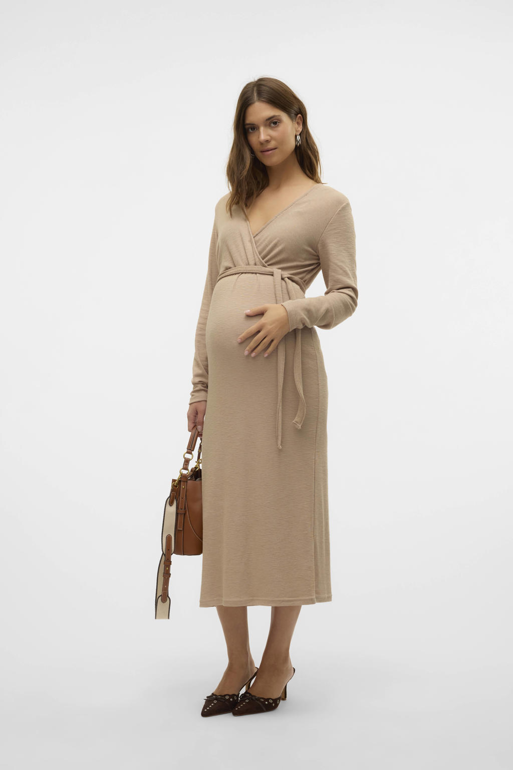 MAMALICIOUS zwangerschaps- en voedings maxi jurk beige