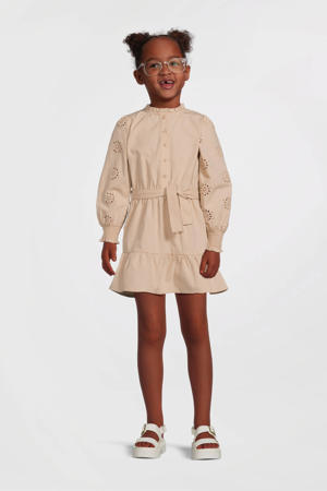 korte jurk broderie beige