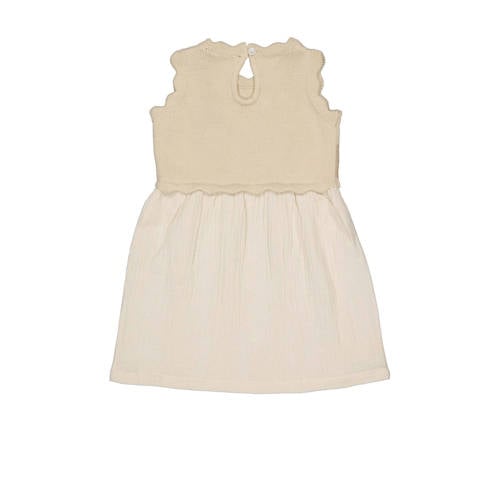 LEVV Little zomerjurk gebreid ecru Meisjes Katoen Ronde hals Ruit