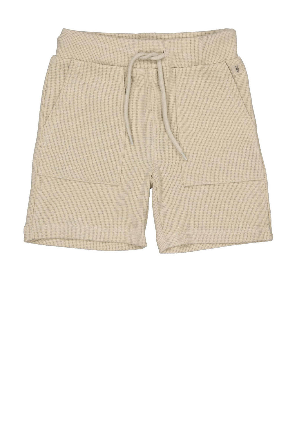 Beige jongens LEVV Little regular casual short van polyester met elastische tailleband met koord en effen