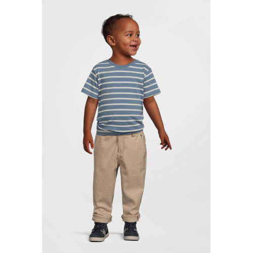 LEVV Little T-shirt blauw Beige Jongens Stretchkatoen Ronde hals Streep - maat 122 afbeelding