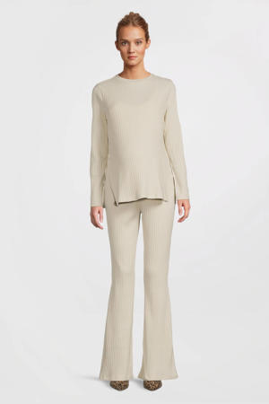 high waist zwangerschaps flared broek ecru