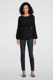 thumbnail: Zwarte dames MAMALICIOUS zwangerschaps top broderie met effen, lange mouwen en ronde hals