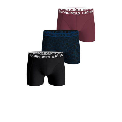 Björn Borg boxershort - set van 3 zwart / donkerblauw / rood Multi Jongens Katoen