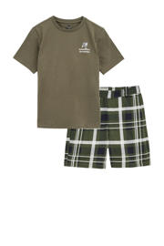 thumbnail: WE Fashion   shortama kaki/donkergroen/wit