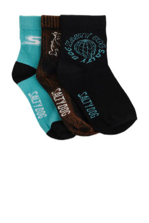 sokken - set van 3 donkerblauw/bruin/zwart