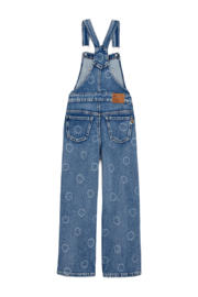 thumbnail: Blauwe meisjes WE Fashion loose tuinbroek blue used van denim met gesp