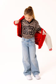 thumbnail: Rode meisjes KIDS ONLY GIRL bomberjack van polyester met effen, lange mouwen, ronde hals, rits- en drukknoopsluiting en quilted