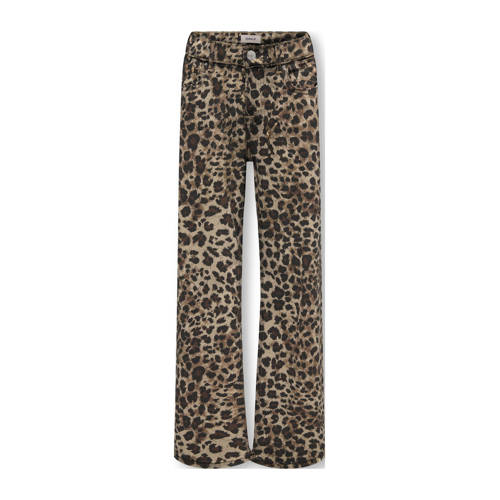 KIDS ONLY GIRL wide leg casual broek bruin Meisjes Katoen Panterprint - maat 140 afbeelding