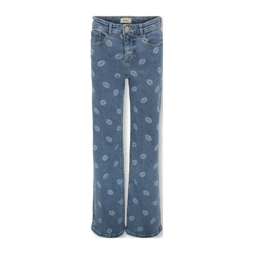 KIDS ONLY GIRL wide leg jeans medium blue denim Blauw Meisjes Stretchdenim