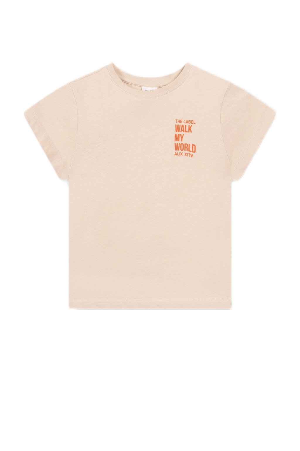 Beige meisjes Alix Mini T-shirt van katoen met backprint, korte mouwen en ronde hals