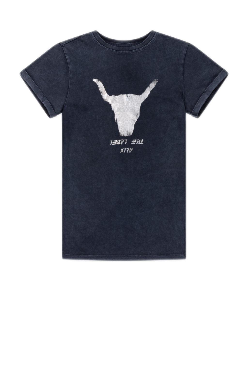 Zwarte meisjes Alix Mini T-shirtjurk van katoen met printopdruk, korte mouwen en ronde hals