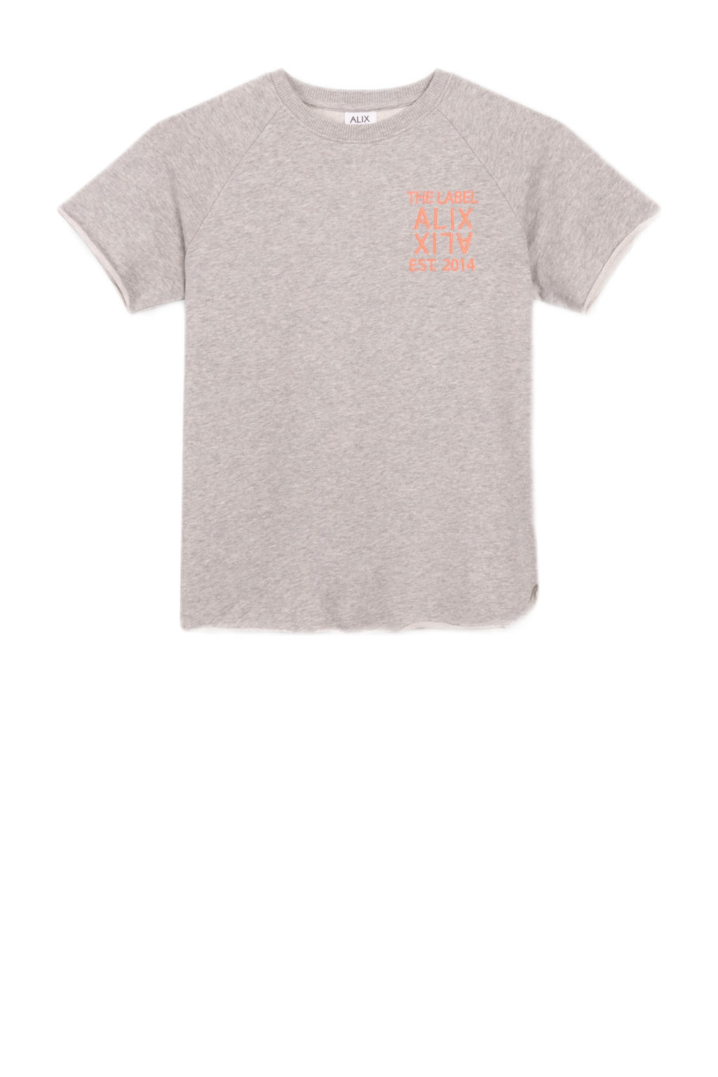 Grijze meisjes Alix Mini T-shirtjurk van katoen met effen, korte mouwen en ronde hals