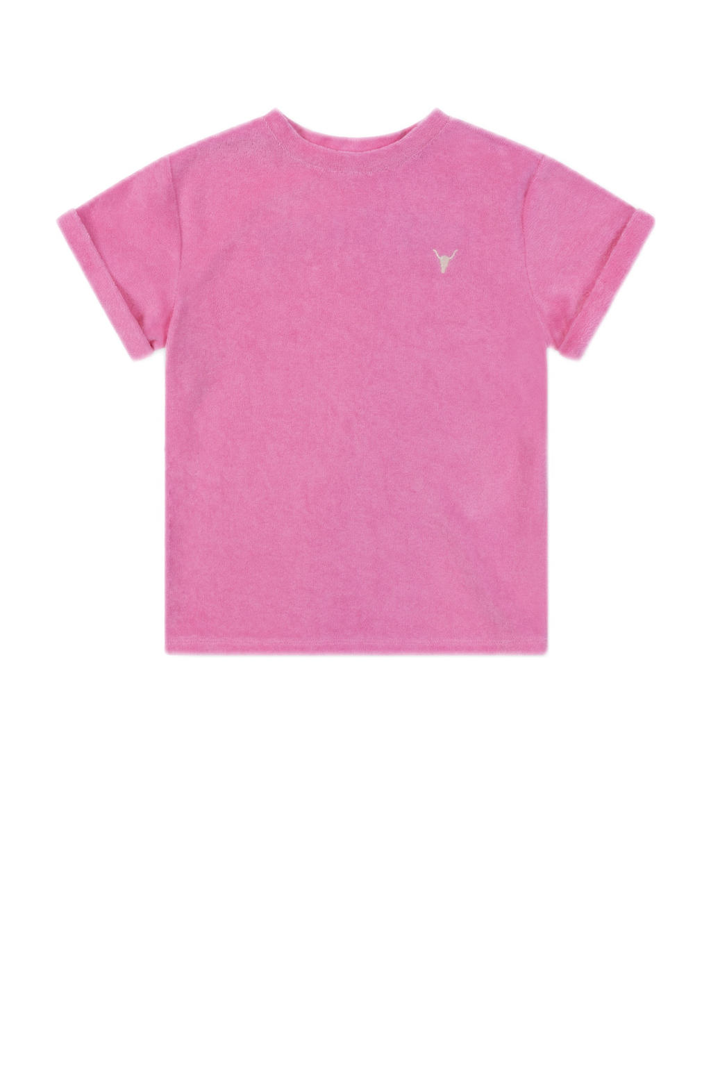 Roze meisjes Alix Mini T-shirt van badstof met backprint, korte mouwen en ronde hals