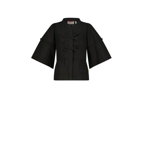 Vingino blouse zwart Meisjes Katoen Opstaande kraag Effen
