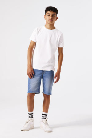 relaxed denim short medium blue denim