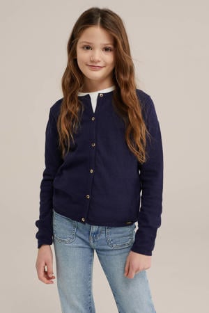 vest donkerblauw fijn gebreid