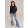 WE Fashion vest donkerblauw fijn gebreid