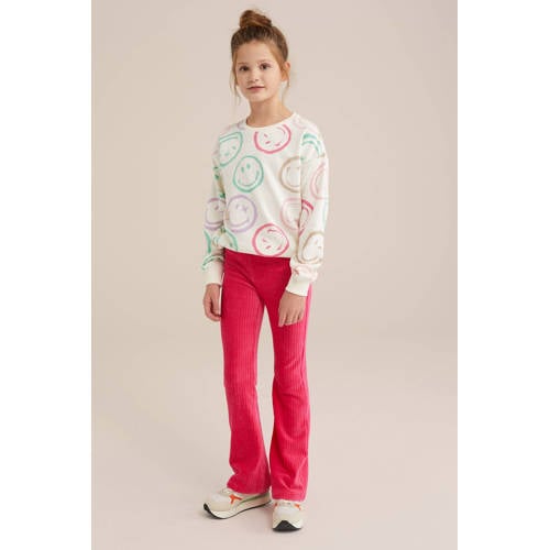 WE Fashion flared broek fel roze Meisjes Corduroy Effen