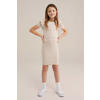 WE Fashion bodycon jurk beige/wit