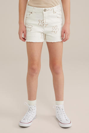 slim denim short ecru