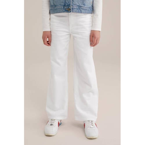 WE Fashion Blue Ridge wide leg high waist jeans wit Meisjes Denim Effen
