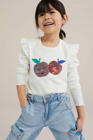 longsleeve ecru met pailletten