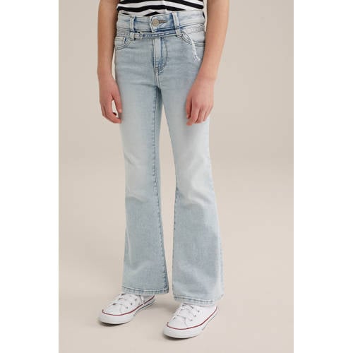 WE Fashion Blue Ridge flared jeans light blue denim Blauw Meisjes Stretchdenim